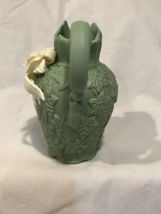 Green and Ivory Cameo Victorian Style Ceramic Vase Pitcher Lady,  Roses 4