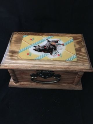 Handmade Wood Keepsake Box Hinged Lid Scottish Terrier Scotty Dog Collectible