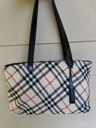 Authentic Vintage Burberry Wool Traditional Check Handbag Purse
