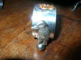 Antique Kookaburra Silver Figural Napkin Ring Stokes & Sons Wellington Nsw