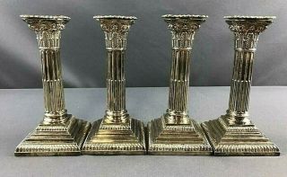 4 Antique Silver Plate Corinthian Column Candlesticks Goldsmiths & Silversmiths