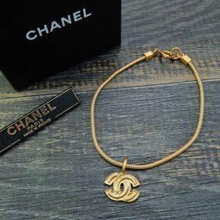 Chanel Gold Plated Cc Logos Charm Vintage Chain Bracelet 4417a Rise - On