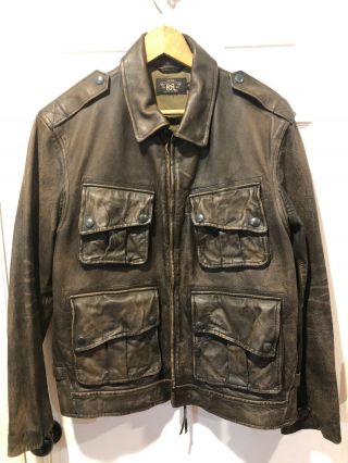 Rare Rrl Ralph Lauren Xl Leather Jacket Coat Distressed Motorcycle Flight