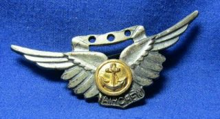 Wwii Sterling Navy Naval Air Crew 2 Inch Wings Badge