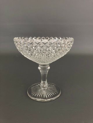 Westmoreland Glass Co.  Clear Glass Jelly Compote English Hobnail 1920 