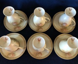 RARE 20 Pc RS PRUSSIA Satin Finish Bowl Lid Cups Saucers Plates Roses Red Mark 11