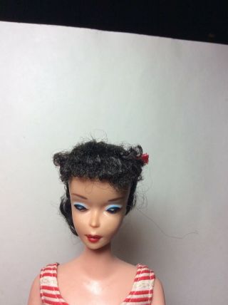 VINTAGE BARBIE STUNNING 4 BRUNETTE PONYTAIL IN CRUISE STRIPES DRESS,  918 3