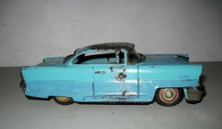 Vintage Rare 55 Chevy/lincloln,  Or Resto.  Buggy ? Tin Litho Friction Toy Car