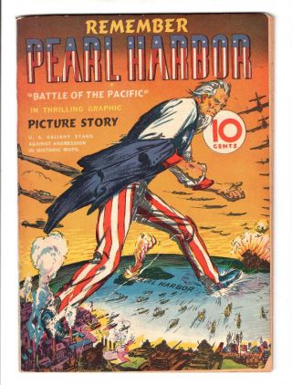1942 Patriotic Comic Book " Remember Pearl Harbor " Strong Graphics
