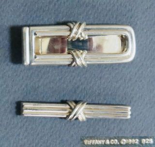 Vintage Sterling Silver Tiffany & Co X Money Clip Tie Bar Set 1992 Father’s Day