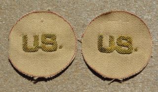 Ww2 Us Army Military Bullion Officer U.  S.  Collar Insignia Patches Pair