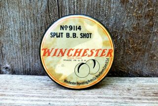 Winchester Split Shot Bb Sinker Fishing Advertising Tin Tackle