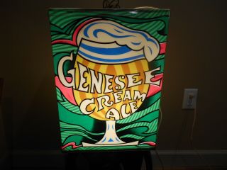 Rare Vintage Genesee Cream Ale Beer 4 Sided Hanging Rotating Lighted Sign VGC 2