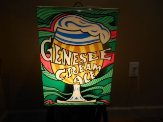 Rare Vintage Genesee Cream Ale Beer 4 Sided Hanging Rotating Lighted Sign VGC 5