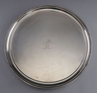 Antique English Sheffield Silver Footed Crest Platter/tray/plate