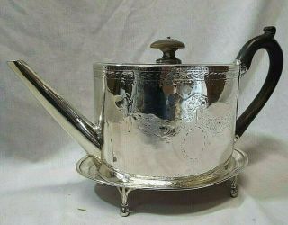 OLD Antique GEORGE III STERLING SILVER TEAPOT & TRIVET STAND Digby Scott HOLLAND 3