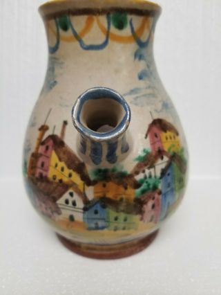 Vintage Painted POTTERY JUG with Pour Spout and Handles ITALY 2