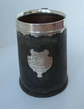 Gorham Leather Tankard Sterling Silver Fred Harvey Eating House 1906 Arts Crafts