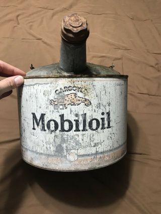 Vintage Antique Mobiloil Gargoyle 3 Gallon Oil Can Petroliana Mobil