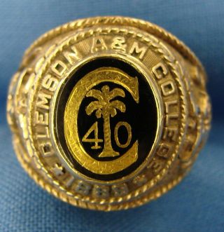 Rare 1940 Clemson A&m College 10k Gold Class Ring Pre - War & Pre - University