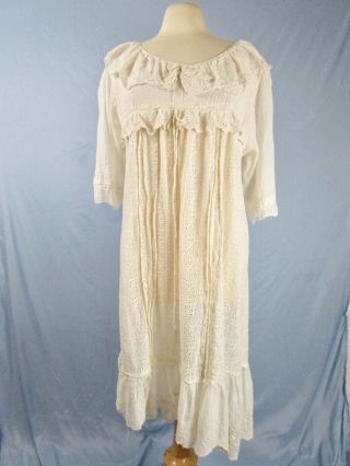 Magnolia Pearl Antique Lace Eyelet Swiss Dot Dress One Size Silk Blend