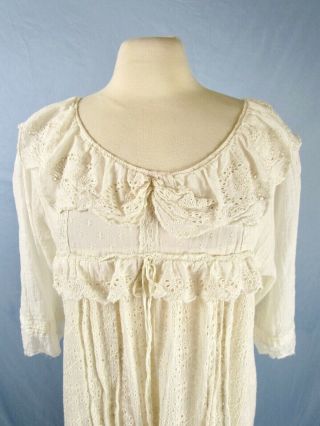 Magnolia Pearl Antique Lace Eyelet Swiss Dot Dress One Size Silk Blend 2