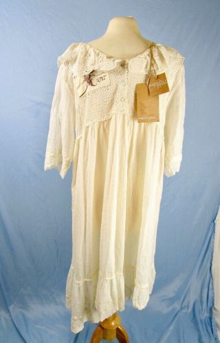 Magnolia Pearl Antique Lace Eyelet Swiss Dot Dress One Size Silk Blend 4