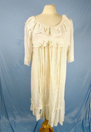 Magnolia Pearl Antique Lace Eyelet Swiss Dot Dress One Size Silk Blend 5