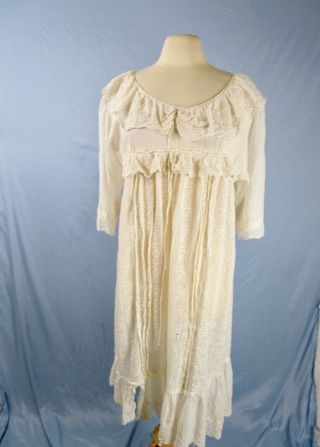 Magnolia Pearl Antique Lace Eyelet Swiss Dot Dress One Size Silk Blend 6