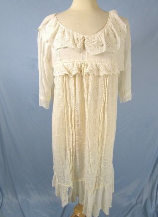 Magnolia Pearl Antique Lace Eyelet Swiss Dot Dress One Size Silk Blend 9