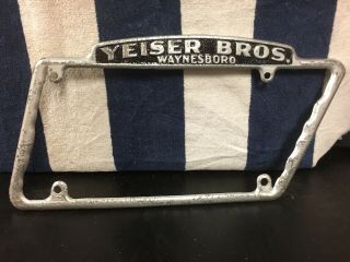 Vintage Metal Tennessee License Plate Frame (yeiser Bros.  Waynesville,  Tn)