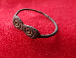 Evil Eye - Ancient Celtic Bronze Amulet Ring - Circa 300 Bc