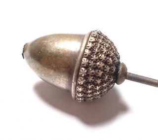 Antique Victorian Or Edwardian Silver Acorn Topped Hat Pin