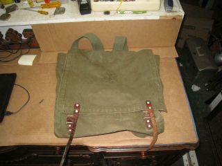 Vintage Army Green Us Forest Service Canvas Backpack / Knapsack Bag