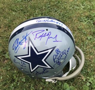 Dallas Cowboys Team Signed Superbowl Xii F/s Helmet Staubach Dorsett Wright Rare