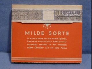 WWII Era German Pack of 10 Cigarettes,  MILDE SORTE, 3