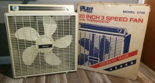 Vintage Galaxy By Laske 20in Fan 3 Speed W/ Thermostat & Box