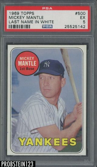 1969 Topps 500 Mickey Mantle Rare Last Letters Name In White Psa 5 Pwcc - He