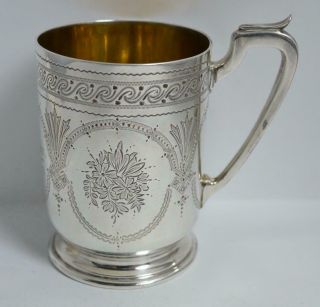 1875 Victorian Mappin Brothers Solid Silver Christening Cup Or Mug