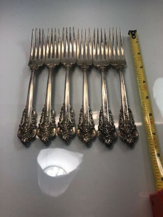 Set Of 6 Wallace Grande Baroque Sterling Silver Dinner Forks 7 1/2” 405g