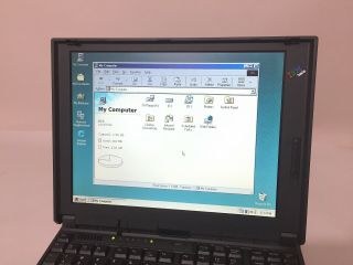 Vintage IBM ThinkPad 380D 2GB 48MB Pentium MMX 150MHz Windows 98 CD - ROM Floppy 4