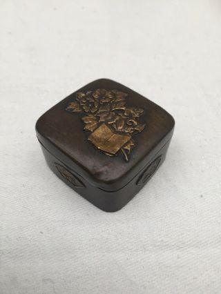 Antique Japanese Bronze Pill Box Meiji Period