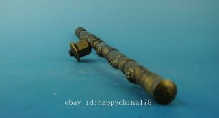 chinese old copper carved lion head and Pi Xiu Smoking tool tobacco stems e01 3