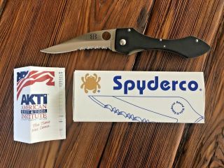 Vintage Spyderco C59bmps Shabaria Folding Knife Discontinued