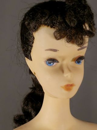 Vintage Brunette 3 Ponytail Barbie Brown Eyeliner.  Vguc & Displayable Nude
