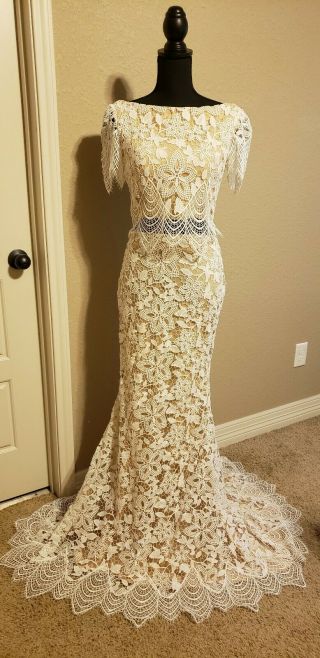 Vintage Lace Wedding Dress,  Size 8