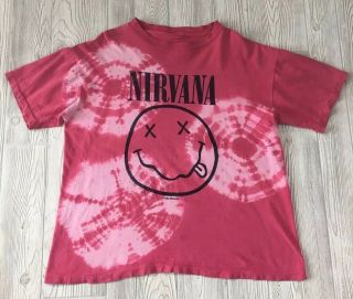 Vintage Nirvana 1992 Smiley Tie Dye T - Shirt Size L/xl