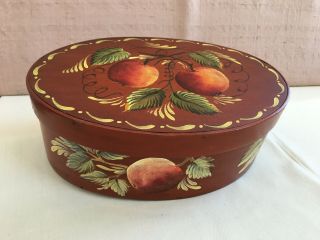 Vintage Toleware Wood Shaker Style Box Signed Tracy Trade Winds Cape Cod