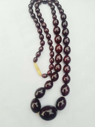 Antique Vintage Cherry Amber Bakelite Beads Necklace