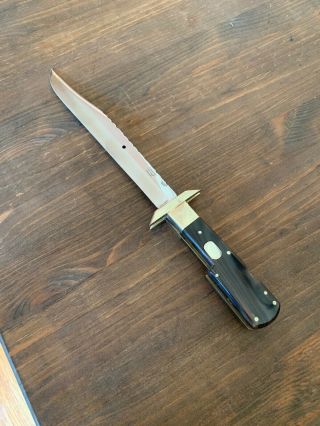 Rare Stan Shaw Folding Hunting Knife.  Buffalo Horn Stainless Workbacked Nickel